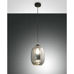 Pendelleuchte INFINITY, E27 max. 60W, Metall / geblasenes Glas, grau transparent, Ø 20cm