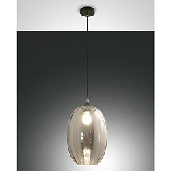 Pendelleuchte INFINITY, E27 max. 60W, Metall / geblasenes Glas, grau transparent, Ø 25cm