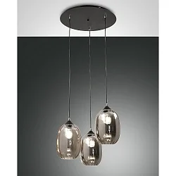 Pendant luminaire INFINITY, incl. Smartluce, E27, 3x 60W, IP20, gray transparent