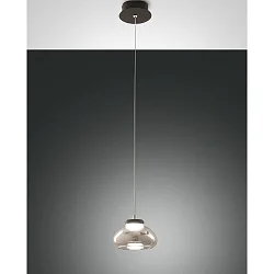 LED Pendant luminaire ARABELLA, 1x 8W, 3000K, 720lm, IP20, height 200cm max., gray transparent
