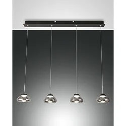LED Pendelleuchte ARABELLA 1, 4-flammig, Leiste, 32W 3000K 3020lm, dimmbar, Grau transparent