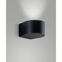 LED Außenwandleuchte LAO, Up, 1-flammig, IP65, 6W 3000K 540lm 100°, Aluminium / Kristallglas, schwarz