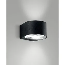 LED Außenwandleuchte LAO, Up/Down, 2-flammig, IP65, 12W 3000K 1080lm 2x100°, Aluminium / Kristallglas, schwarz