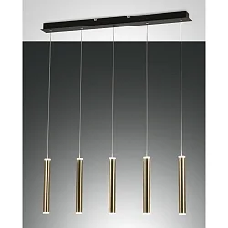 LED Pendant luminaire PRADO, 5x 6,5W, 3000K, 3600lm, IP20, black / gold
