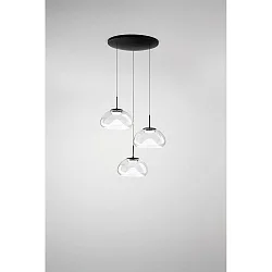 pendant luminaire BRENA 3 flames, round IP20, black dimmable