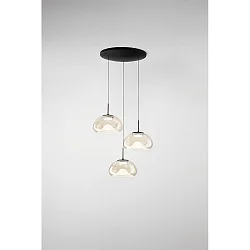 pendant luminaire BRENA 3 flames, round IP20, black dimmable