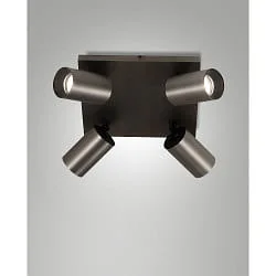 Spot FLORES, IP20 IK08, 4-flammig, 24 x 24cm, GU10 max. 7.5W, verstellbar, gunmetal-grau