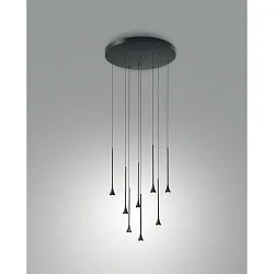 pendant luminaire SUSA 8 flames IP20, black dimmable
