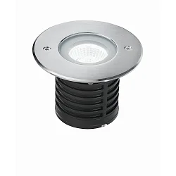 LED Boden-Einbauleuchte IRVING 22, IP67 IK09, Ø 11.6cm, 7.8W 3000K 653lm 40°,befahrbar bis 2.5t, Edelstahl 316L / Hartglas