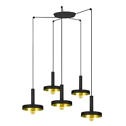 Pendelleuchte WHIZZ 5xE27, IP20, schwarz, gold
