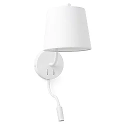 Wandleuchte BERNI E27, IP20, mit LED-Lesearm 3W, 3000K, 200lm, weiß matt