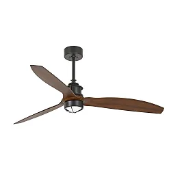 Ceiling fan JUST FAN M with remote control IP20, walnut, black matt