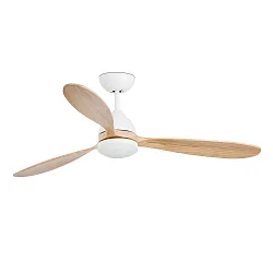 Ceiling fan POROS L with remote control IP20, white matt, pine