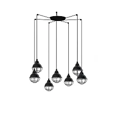 Pendelleuchte CLAIRE 7-flammig E27, IP20, schwarz