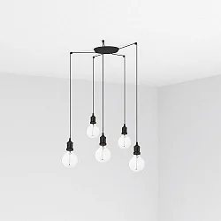 pendant luminaire ART 5 flames E27 IP20, black 