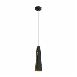 LED Pendelleuchte PLUMA, Pyramiden-Stumpf mit Seitenschlitz , 6W 3000K 161lm, schaltbar, mattschwarz /  Gold matt