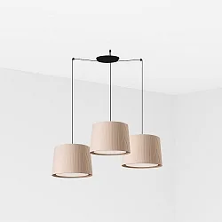 pendant luminaire SAMBA 3 flames E27 IP20, beige, black matt 