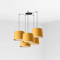pendant luminaire SAMBA 5 flames E27 IP20, yellow, black matt 