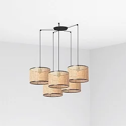 pendant luminaire MAMBO 5 flames E27 IP20, black matt 