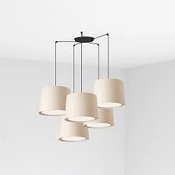 pendant luminaire CONGA 5 flames E27 IP20, beige, black matt 