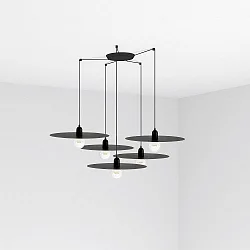 pendant luminaire PLAT 5 flames E27 IP20, black matt 