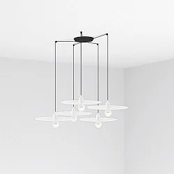 pendant luminaire PLAT 5 flames E27 IP20, white matt 