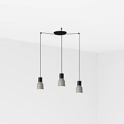 pendant luminaire KOMBO 3 flames E27 IP20, grey, black matt 