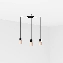 pendant luminaire KOMBO 3 flames E27 IP20, beige, black matt 
