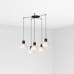 pendant luminaire KOMBO 5 flames E27 IP20, beige, black matt 