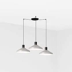 pendant luminaire KOMBO 3 flames E27 IP20, grey, black matt 