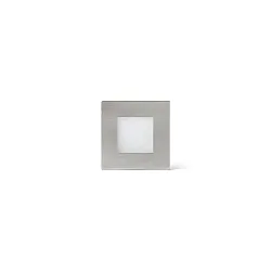 Outdoor LED Wand-Einbauleuchte FROL, IP65, eckig, 8.5 x 8.5cm, 1W 3000K 90lm 70°, Nickel satiniert / Diffusor opal