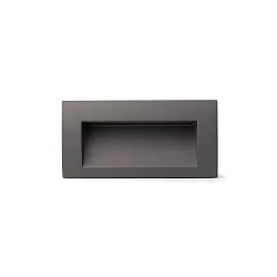Outdoor LED Wand-Einbauleuchte SEDNA RCT, IP65 IK06, 14 x 7cm, 100+240V AC, 3W 3000K 90lm 70°, dunkelgrau / opal