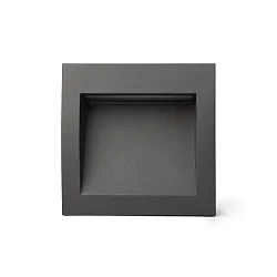 Outdoor LED Wand-Einbauleuchte SEDNA SQ 140, IP65 IK06, 14 x 14cm, 230V AC, 3W 3000K 90lm 70°, dunkelgrau / opal
