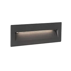 Outdoor LED Wand-Einbauleuchte NAT, IP65 IK06, 22.5 x 7.5cm, 220-240V AC, 8W 3000K 496lm 120°, schaltbar, dunkelgrau