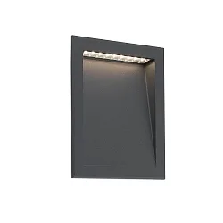 Outdoor LED Wand-Einbauleuchte SOUN 193, IP65, 23.8 x 19.3cm, 100-240V AC, 8W 3000K 630lm 120°, Aluminium / Glas, dunkelgrau
