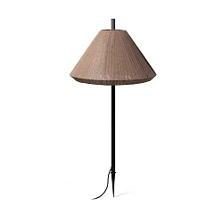 Spießleuchte SAIGON OUT T70 E27, IP44, Höhe 100 cm, Schirm Textil, dunkelgrau, braun
