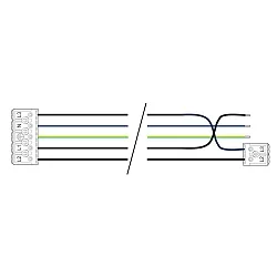 Durchgangsverdrahtung 5x 1.5 mm² für Feuchtraum Wannenleuchte, Serie 9166, 66.2cm