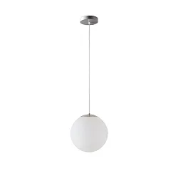 LED Kugelpendelleuchte, Ø40cm, 355°, 52W, IK01, IP40, schaltbar, Glas weiß, 3000K, 7000lm, Baldachin edelstahl gebürstet