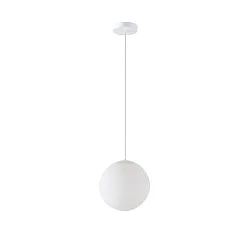 LED Kugelpendelleuchte, Ø40cm, 355°, 52W, IK01, IP40, DALI dimmbar, Glas weiß, 4000K, 7400lm, Baldachin weiß