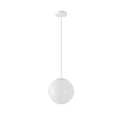 LED Kugelpendelleuchte, Ø40cm, 355°, 52W, IK06, IP40, schaltbar, PMMA glänzend  weiß, 3000K, 7000lm, Baldachin weiß
