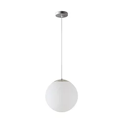 LED Kugelpendelleuchte, Ø50cm, 355°, 58W, IK01, IP40, DALI dimmbar, Glas weiß, 3000K, 7800lm, Baldachin edelstahl gebürstet