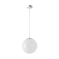 LED Kugelpendelleuchte, Ø50cm, 355°, 58W, IK06, IP40, DALI dimmbar, PMMA glänzend  weiß, 3000K, 7800lm, Baldachin weiß