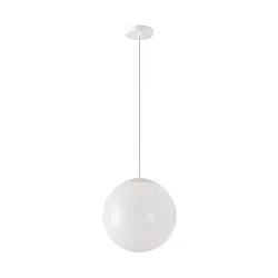 LED Kugelpendelleuchte, Ø50cm, 355°, 58W, IK06, IP40, DALI dimmbar, PMMA glänzend  weiß, 4000K, 8200lm, Baldachin weiß