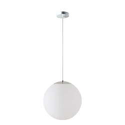 LED Kugelpendelleuchte, Ø60cm, 355°, 65W, IK01, IP40, DALI dimmbar, Glas weiß, 3000K, 8700lm, Baldachin weiß