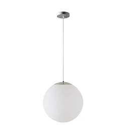 LED Kugelpendelleuchte, Ø60cm, 355°, 65W, IK01, IP40, DALI dimmbar, Glas weiß, 3000K, 8700lm, Baldachin edelstahl gebürstet