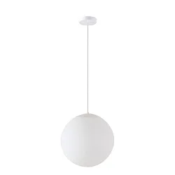 LED Kugelpendelleuchte, Ø60cm, 355°, 65W, IK01, IP40, DALI dimmbar, Glas weiß, 4000K, 9100lm, Baldachin weiß