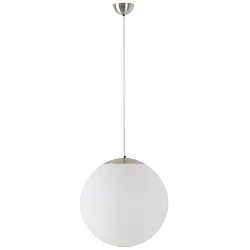LED Kugelpendelleuchte, Ø60cm, 355°, 48W, IK01, IP40, DALI dimmbar, Glas weiß, 4000K, 6300lm, Baldachin edelstahl gebürstet