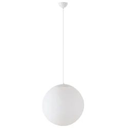 LED Kugelpendelleuchte, Ø60cm, 355°, 48W, IK01, IP40, DALI dimmbar, Glas weiß, 4000K, 6300lm, Baldachin weiß