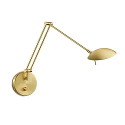 LED Wandleuchte MAIA-W, 8.5W 2700K, CRi >90, mit Gelenkarm + Drehdimmer, Messing matt