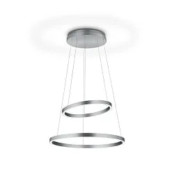LED Pendelleuchte LORA-P, Doppelring Ø 60/40cm, Direkt/Indirekt, Gestensteuerung, Mattnickel